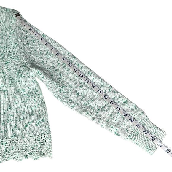 French Connection Mint Green Knit Sweater Scalloped Hem High Neck Cotton Medium - Picture 8 of 11